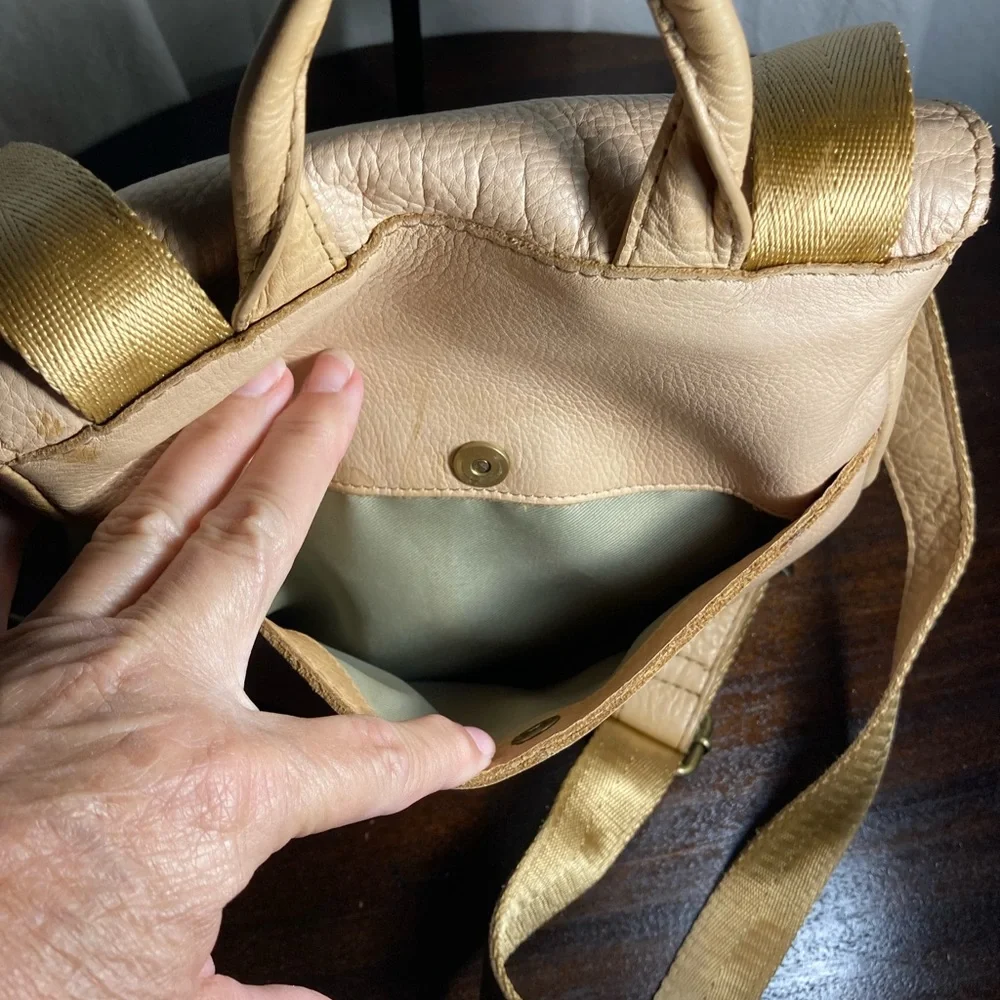 American Leather Co Beige Leather Backpack - Picture 7 of 7